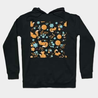 Cute foxy pattern with flowers and fox pups Hoodie